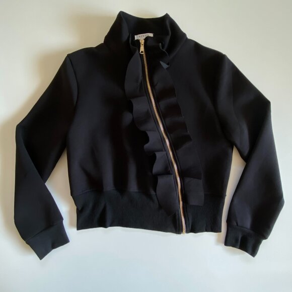 Vivid New York Asymmetric Zipper Cropped Sweater Sz M - Picture 7 of 11